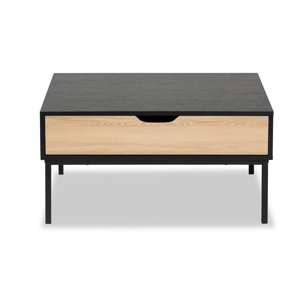 Baxton Studio Haben Modern and Contemporary Two-Tone Oak Brown and Black Finished Wood Coffee Table | Coffee Tables | Modishstore - 3
