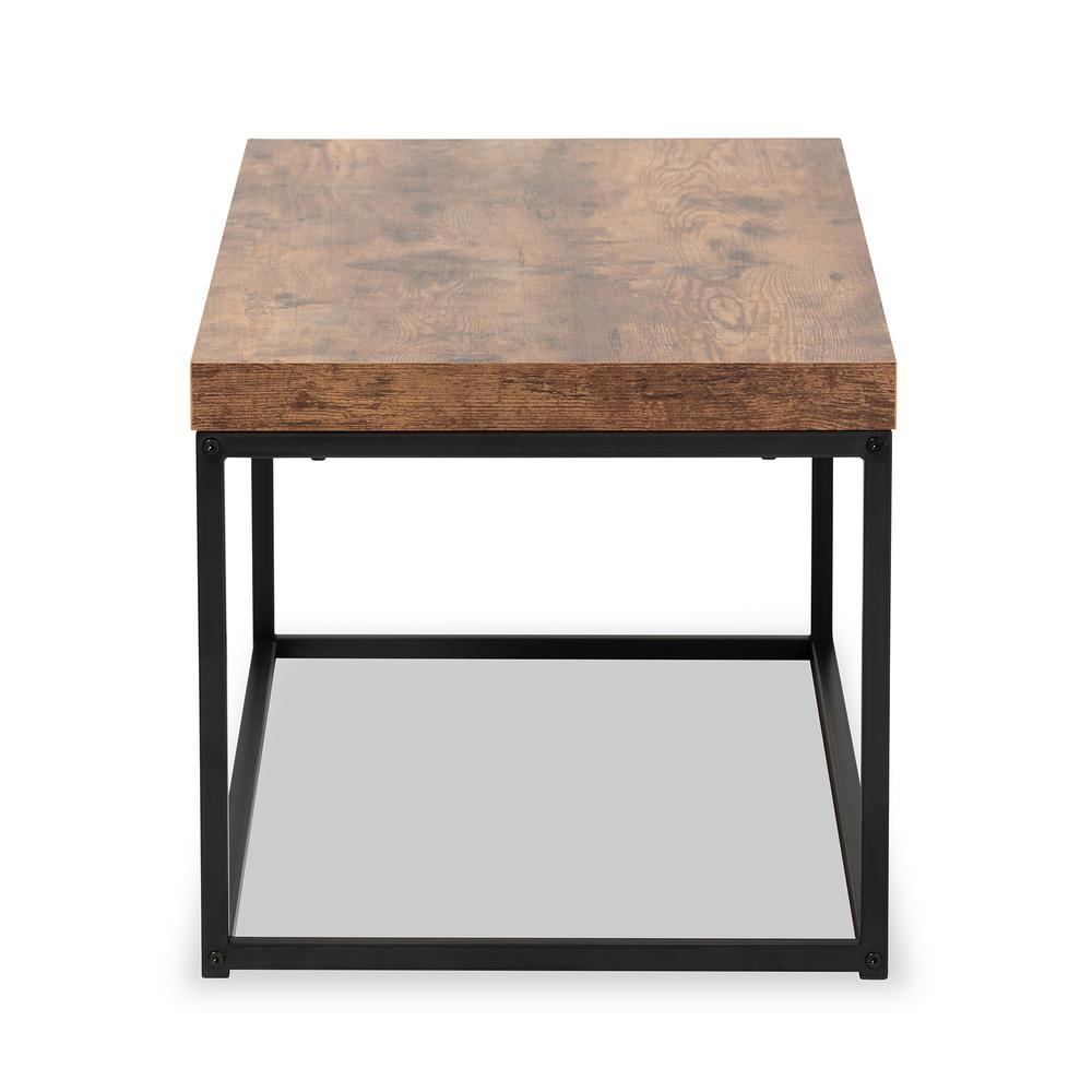 Baxton Studio Bardot Modern Industrial Walnut Brown Finished Wood and Black Metal Coffee Table | Coffee Tables | Modishstore - 3