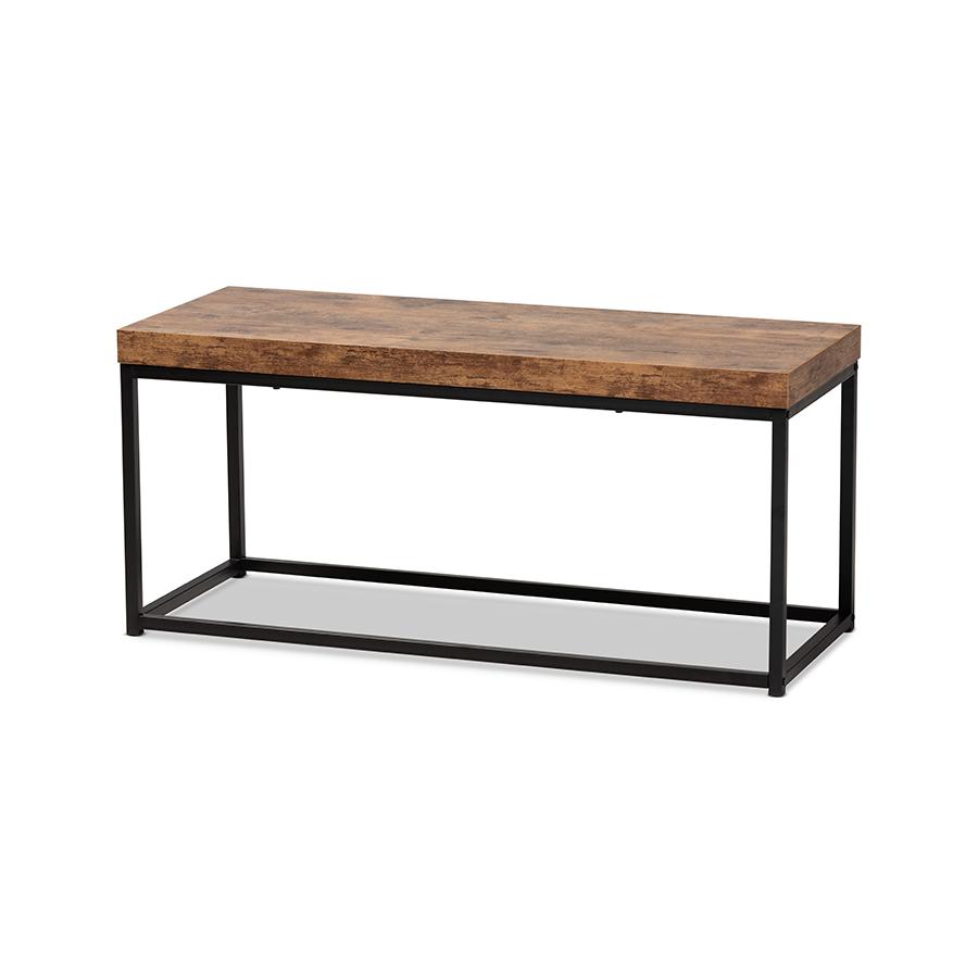 Baxton Studio Bardot Modern Industrial Walnut Brown Finished Wood and Black Metal Accent Bench | Benches | Modishstore