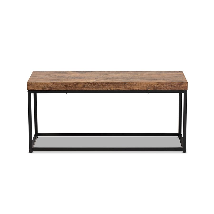 Baxton Studio Bardot Modern Industrial Walnut Brown Finished Wood and Black Metal Accent Bench | Benches | Modishstore - 2