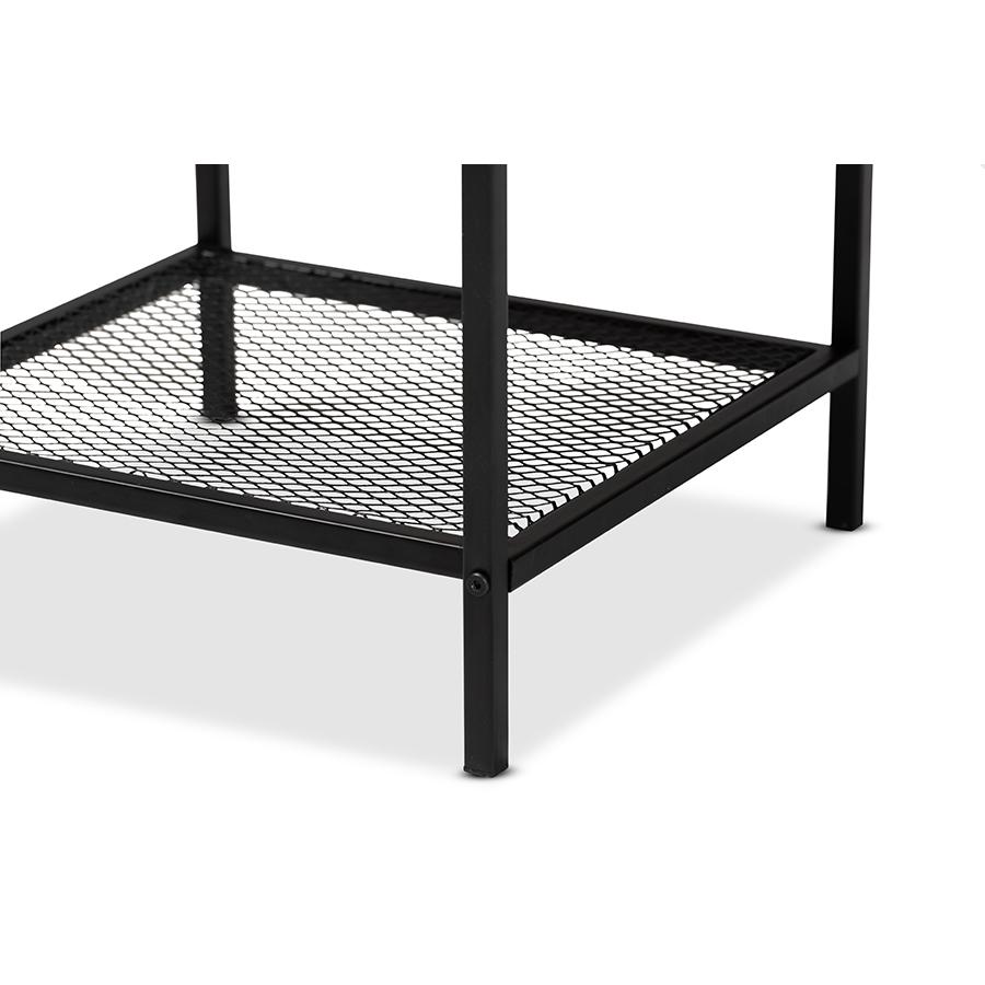 Baxton Studio Overton Modern Industrial Oak Brown Finished Wood and Black Metal End Table | End Tables | Modishstore - 3