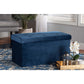 Baxton Studio Castel Modern and Contemporary Navy Blue Velvet Fabric Upholstered Wood Storage Ottoman | Ottomans | Modishstore - 2