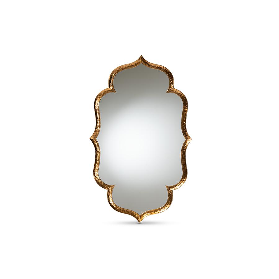 Baxton Studio Arabeth Modern and Contemporary Gold Finished Metal Accent Wall Mirror | Mirrors | Modishstore