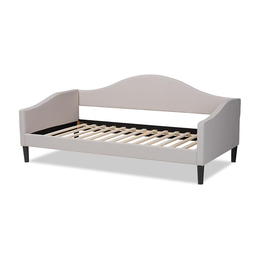 Baxton Studio Milligan Modern and Contemporary Beige Fabric Upholstered and Dark Brown Finished Wood Twin Size Daybed | Daybeds | Modishstore - 4