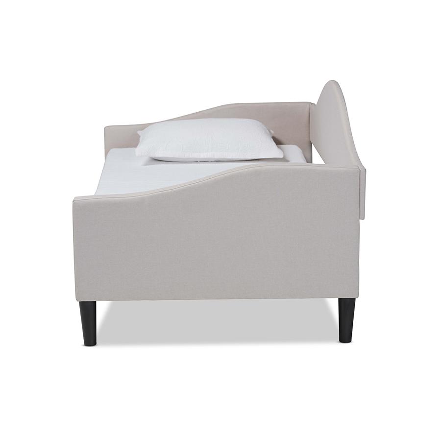 Baxton Studio Milligan Modern and Contemporary Beige Fabric Upholstered and Dark Brown Finished Wood Full Size Daybed | Daybeds | Modishstore - 3
