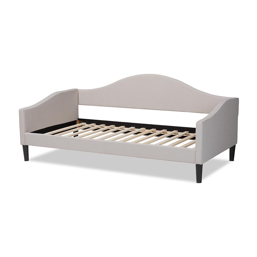 Baxton Studio Milligan Modern and Contemporary Beige Fabric Upholstered and Dark Brown Finished Wood Full Size Daybed | Daybeds | Modishstore - 4
