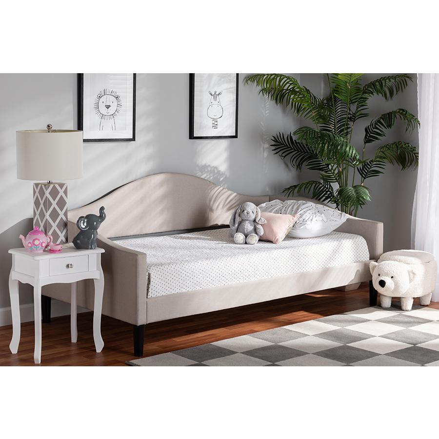 Baxton Studio Milligan Modern and Contemporary Beige Fabric Upholstered and Dark Brown Finished Wood Full Size Daybed | Daybeds | Modishstore - 2