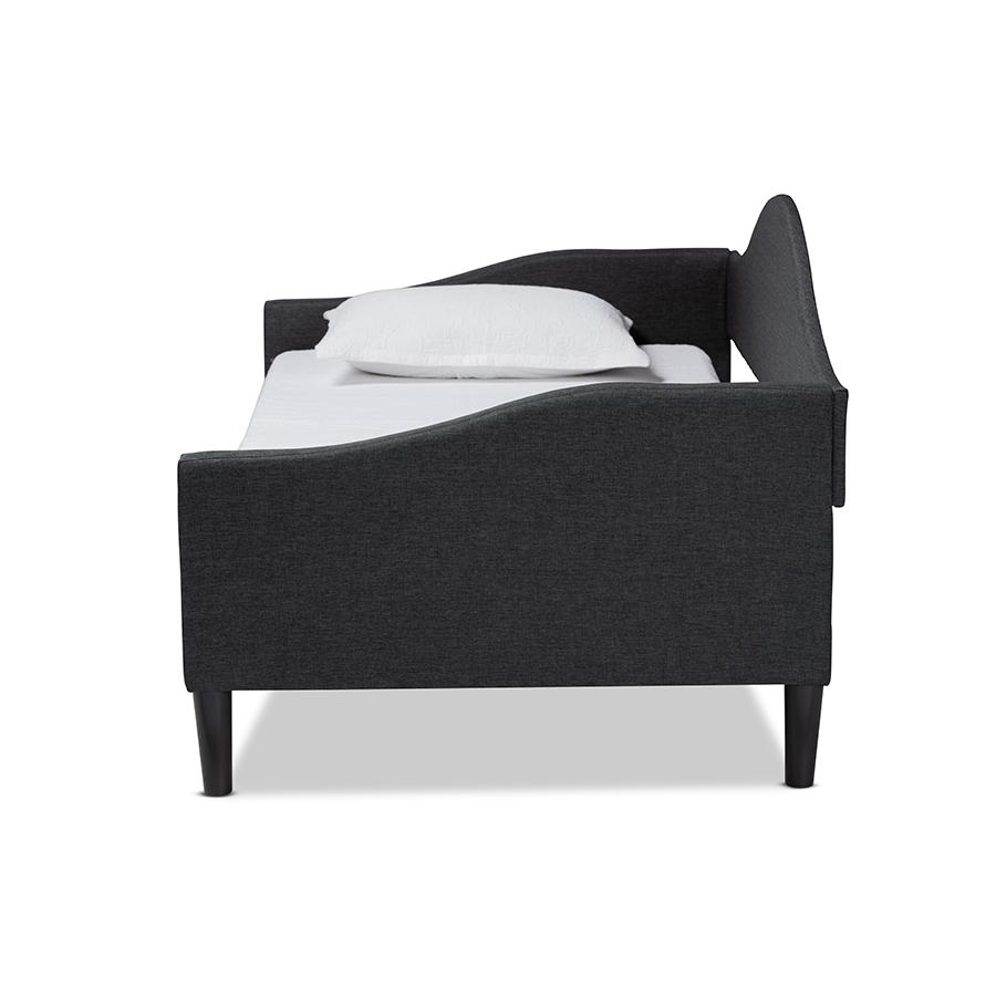 Baxton Studio Milligan Modern and Contemporary Charcoal Fabric Upholstered and Dark Brown Finished Wood Twin Size Daybed | Daybeds | Modishstore - 3