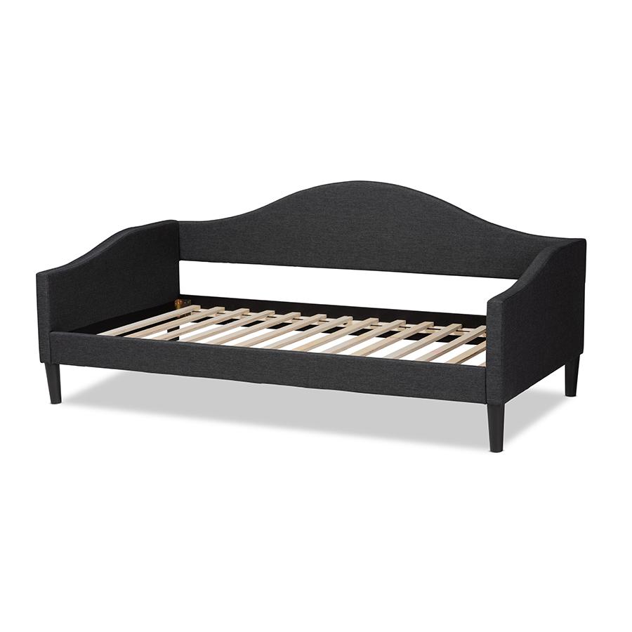 Baxton Studio Milligan Modern and Contemporary Charcoal Fabric Upholstered and Dark Brown Finished Wood Twin Size Daybed | Daybeds | Modishstore - 4