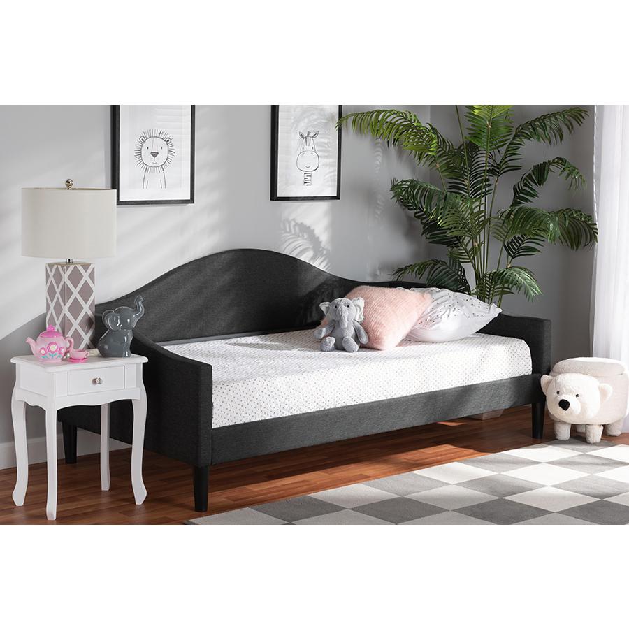 Baxton Studio Milligan Modern and Contemporary Charcoal Fabric Upholstered and Dark Brown Finished Wood Twin Size Daybed | Daybeds | Modishstore - 2