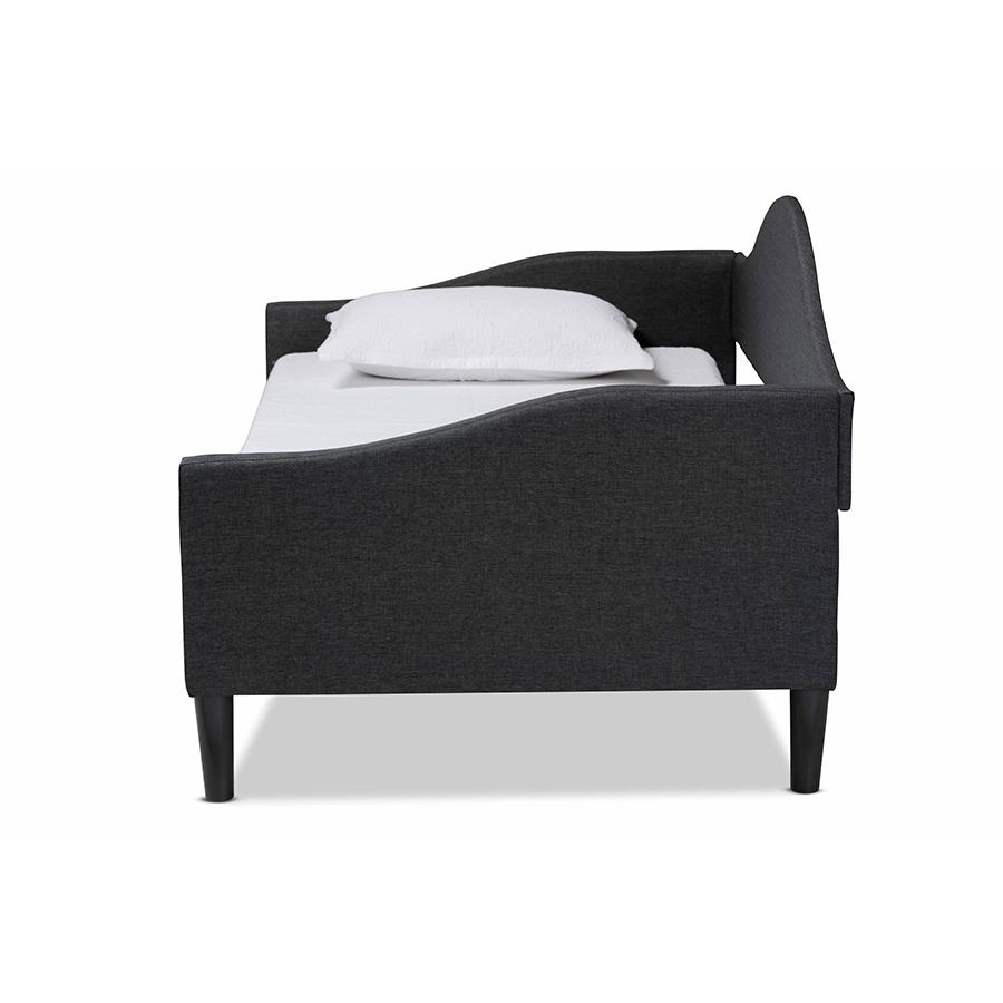 Baxton Studio Milligan Modern and Contemporary Charcoal Fabric Upholstered and Dark Brown Finished Wood Full Size Daybed | Daybeds | Modishstore - 3