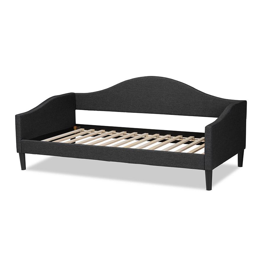 Baxton Studio Milligan Modern and Contemporary Charcoal Fabric Upholstered and Dark Brown Finished Wood Full Size Daybed | Daybeds | Modishstore - 4