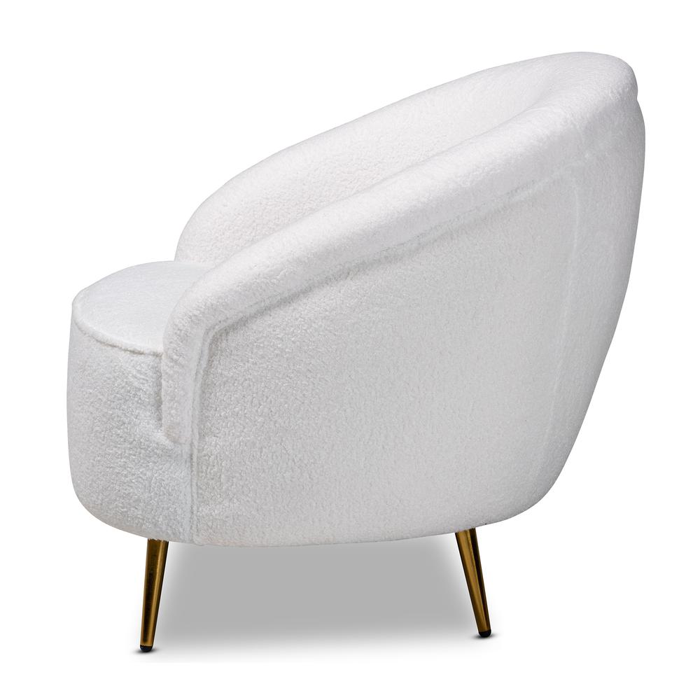 Baxton Studio Urian Modern and Contemporary White Boucle Upholstered and Gold Finished Metal Accent Chair | Accent Chairs | Modishstore - 3