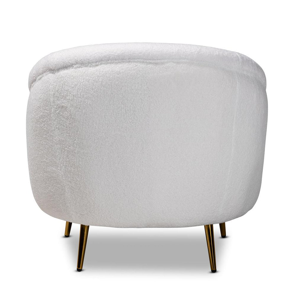 Baxton Studio Urian Modern and Contemporary White Boucle Upholstered and Gold Finished Metal Accent Chair | Accent Chairs | Modishstore - 4
