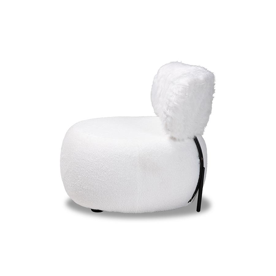 Baxton Studio Tayla Modern and Contemporary White Fabric Upholstered and Black Metal Accent Chair | Accent Chairs | Modishstore - 3