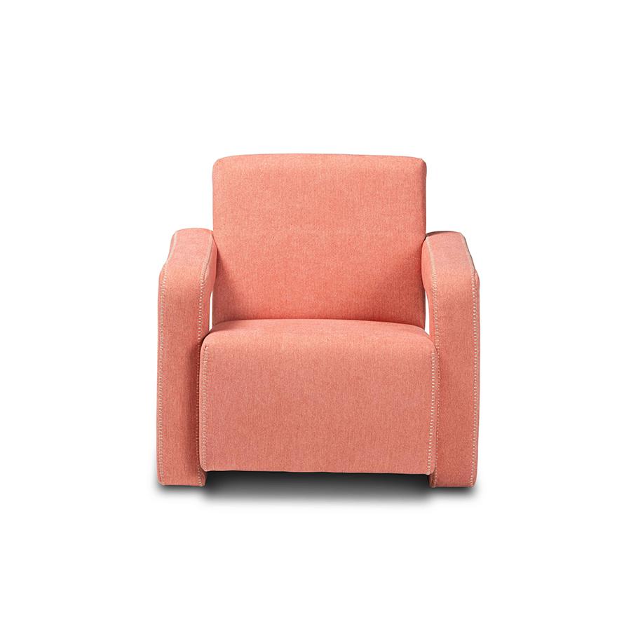 Baxton Studio Madian Modern and Contemporary Light Red Fabric Upholstered Armchair | Armchairs | Modishstore - 2