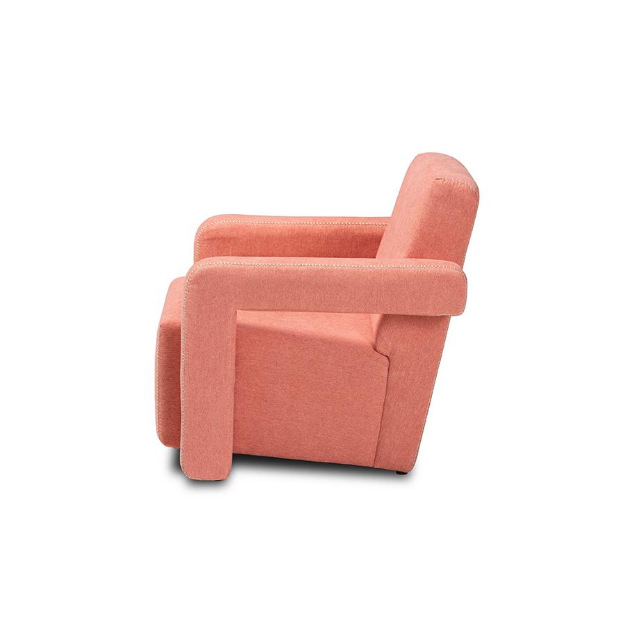 Baxton Studio Madian Modern and Contemporary Light Red Fabric Upholstered Armchair | Armchairs | Modishstore - 3