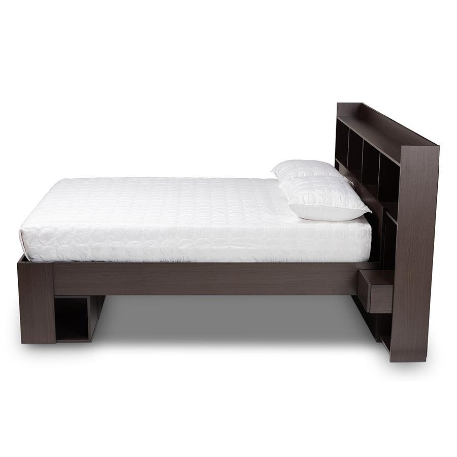 Baxton Studio Dexton Modern and Contemporary Dark Brown Finished Wood Queen Size Platform Storage Bed | Beds | Modishstore - 3