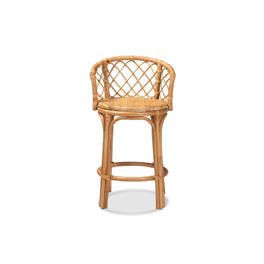 Baxton Studio Orchard Modern Bohemian Natural Brown Rattan Counter Stool | Counter Stools | Modishstore - 3