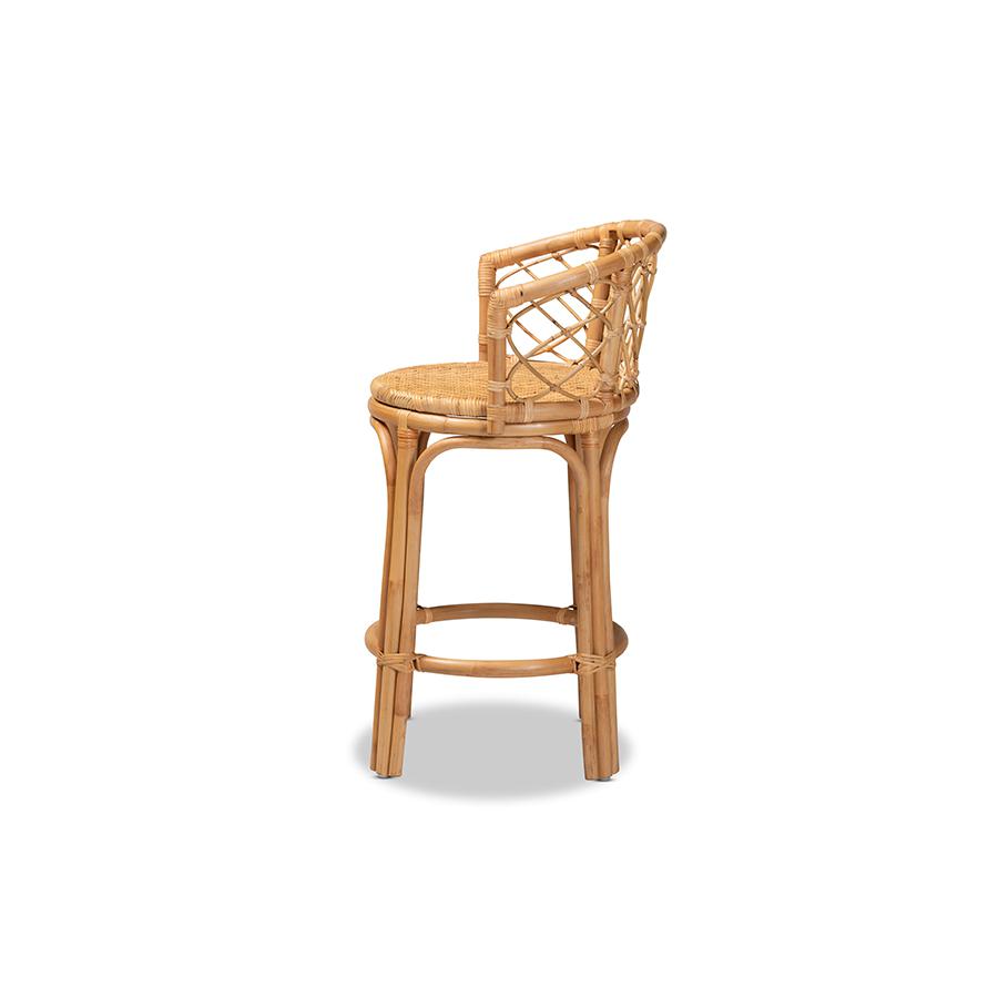 Baxton Studio Orchard Modern Bohemian Natural Brown Rattan Counter Stool | Counter Stools | Modishstore - 4