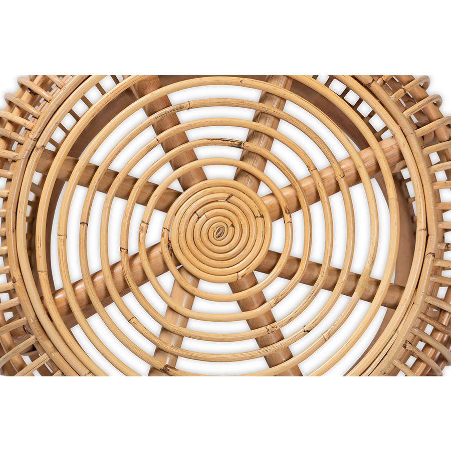 Baxton Studio Maverick Modern Bohemian Natural Brown Rattan End table | End Tables | Modishstore - 4