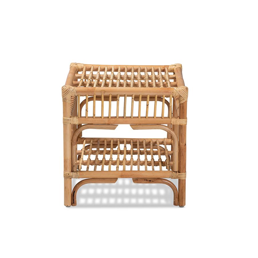 Baxton Studio Rose Modern Bohemian Natural Brown Rattan End Table | End Tables | Modishstore - 3