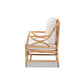 Baxton Studio Brandon Modern Bohemian White Fabric Upholstered and Natural Brown Rattan Armchair | Armchairs | Modishstore - 4