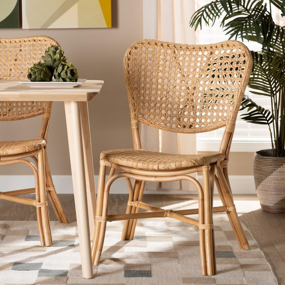 Baxton Studio Nadira Modern Bohemian Natural Brown Finished Rattan Dining Chair | Dining Chairs | Modishstore - 2