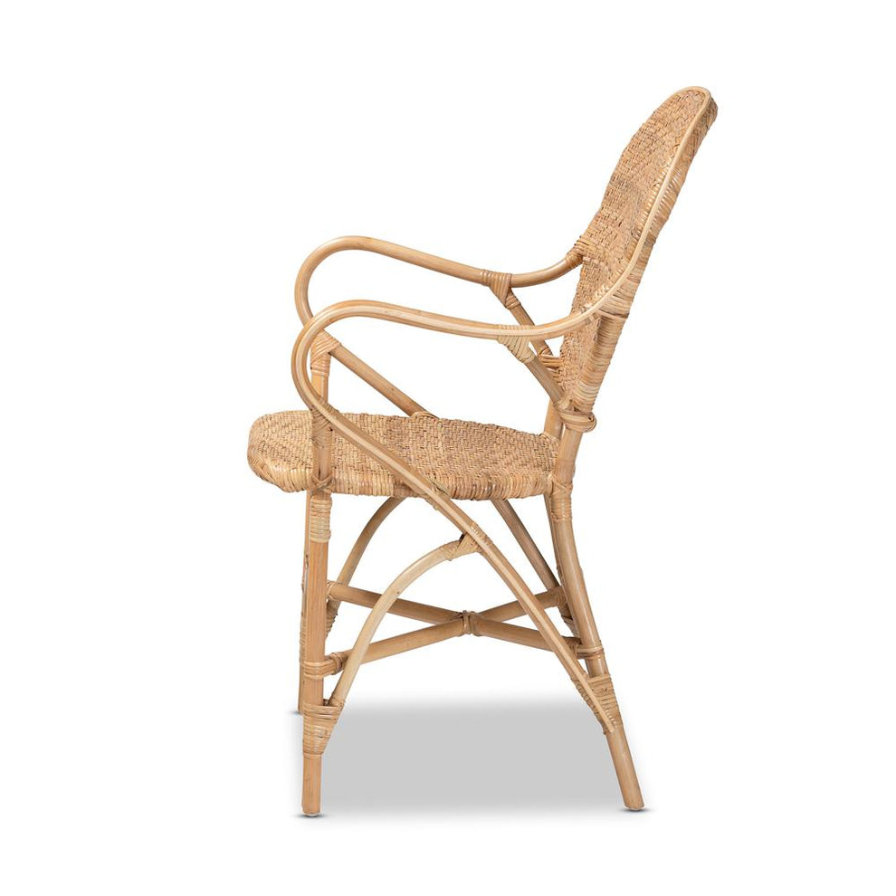Baxton Studio Genna Modern Bohemian Natural Brown Finished Rattan Dining Chair | Dining Chairs | Modishstore - 4