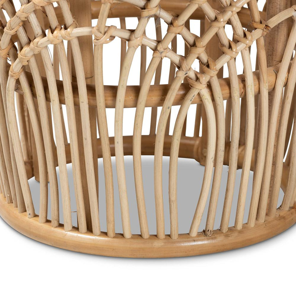 Baxton Studio Edena Modern Bohemian Natural Brown Finished Rattan End Table | End Tables | Modishstore - 3