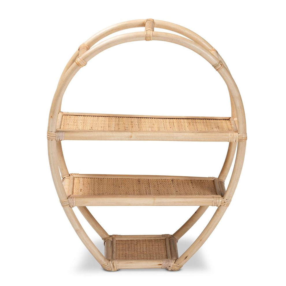 Baxton Studio Ruana Modern Bohemian Natural Brown Finished Rattan 3-Tier Display Shelf | Shelves & Shelving Units | Modishstore - 3