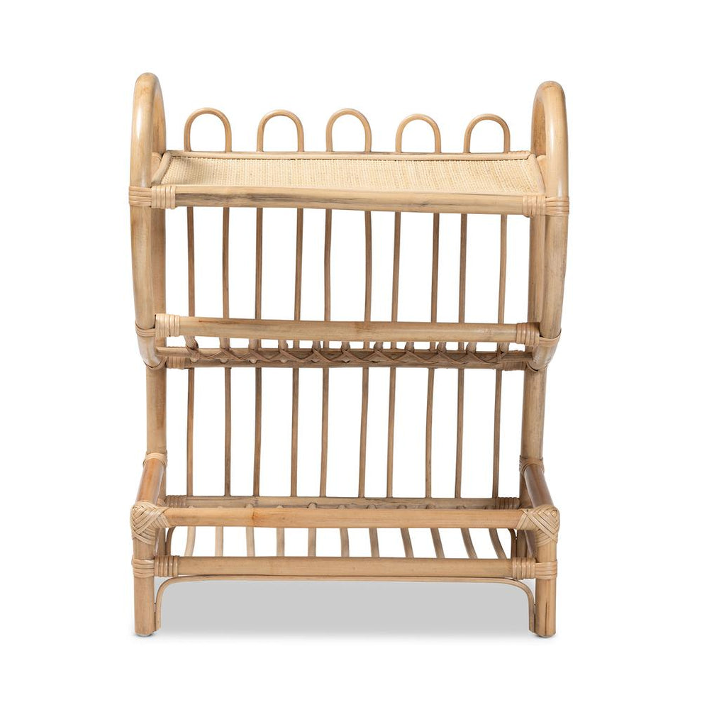 Baxton Studio Liora Modern Bohemian Natural Brown Finished Rattan 2-Tier Display Shelf | Shelves & Shelving Units | Modishstore - 3
