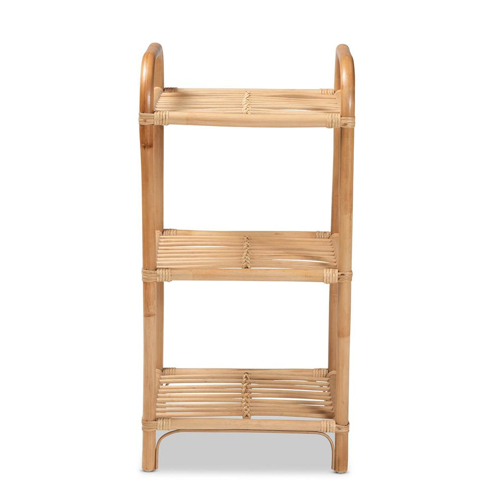 Baxton Studio Barras Modern Bohemian Natural Brown Finished Rattan 3-Tier Display Shelf | Shelves & Shelving Units | Modishstore - 3