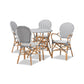 Baxton Studio Naila Classic French Black and White Plastic and Natural Brown Rattan 5-Piece Dining Set | Dining Sets | Modishstore
