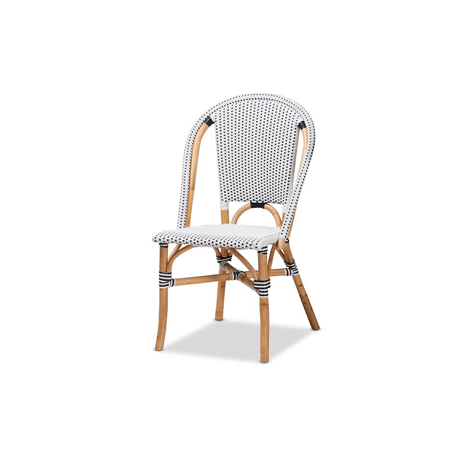 Baxton Studio Genica Classic French Black and White Waeving and Natural Brown Rattan 5-Piece Dining Chair Set | Dining Sets | Modishstore - 2