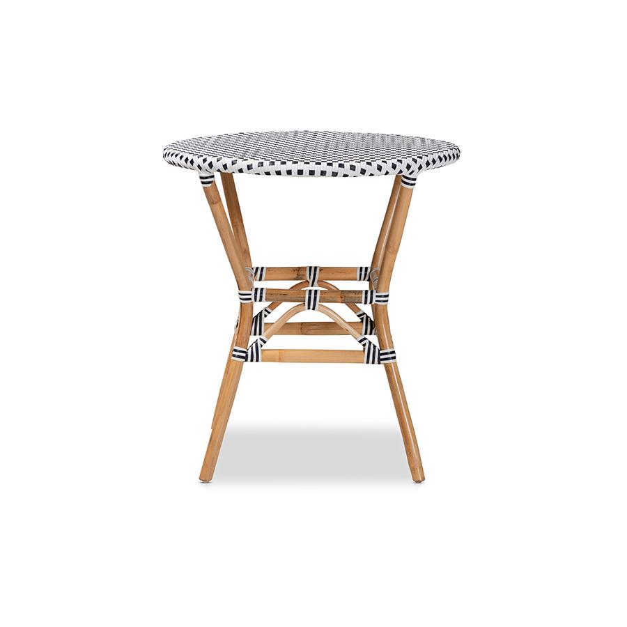 Baxton Studio Tavor Classic French Black and White Weaving and Natural Brown Rattan Dining Table | Dining Tables | Modishstore - 2