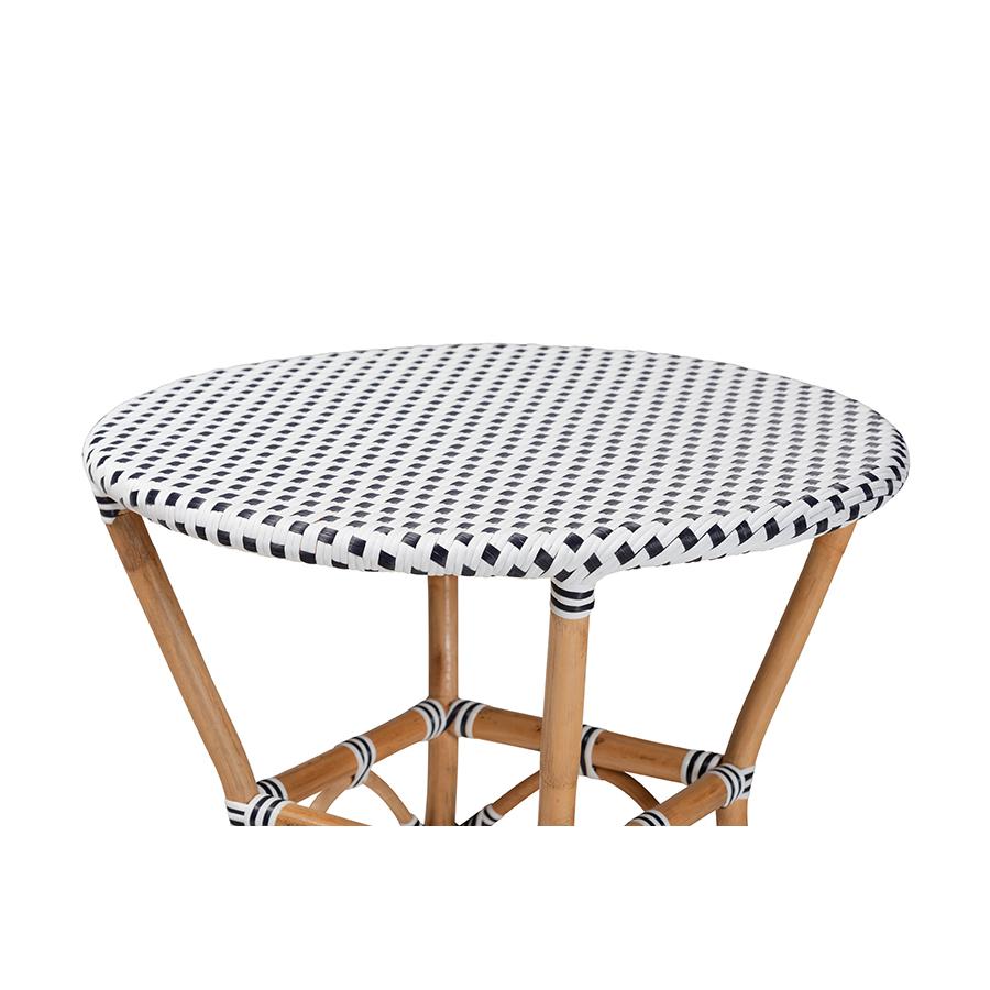 Baxton Studio Tavor Classic French Black and White Weaving and Natural Brown Rattan Dining Table | Dining Tables | Modishstore - 3