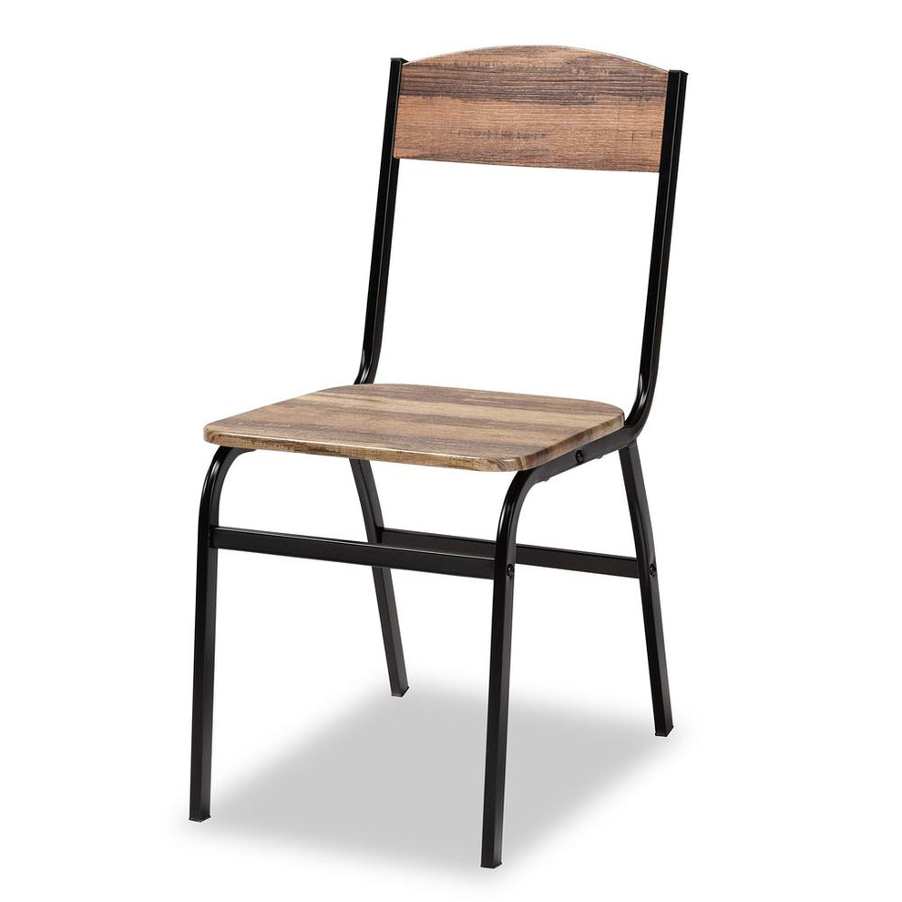 Baxton Studio Roana Modern and Contemporary Walnut Brown Finished Wood and Black Metal 5-Piece Dining Set | Dining Sets | Modishstore - 2