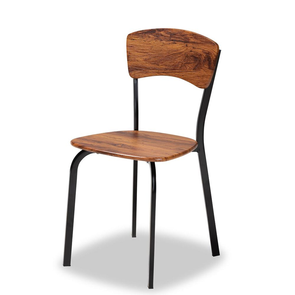 Baxton Studio Elida Modern and Contemporary Walnut Brown Finished Wood and Black Metal 5-Piece Dining Set | Dining Sets | Modishstore - 2