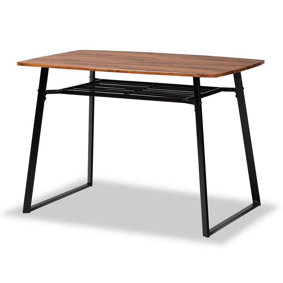 Baxton Studio Elida Modern and Contemporary Walnut Brown Finished Wood and Black Metal 5-Piece Dining Set | Dining Sets | Modishstore - 3