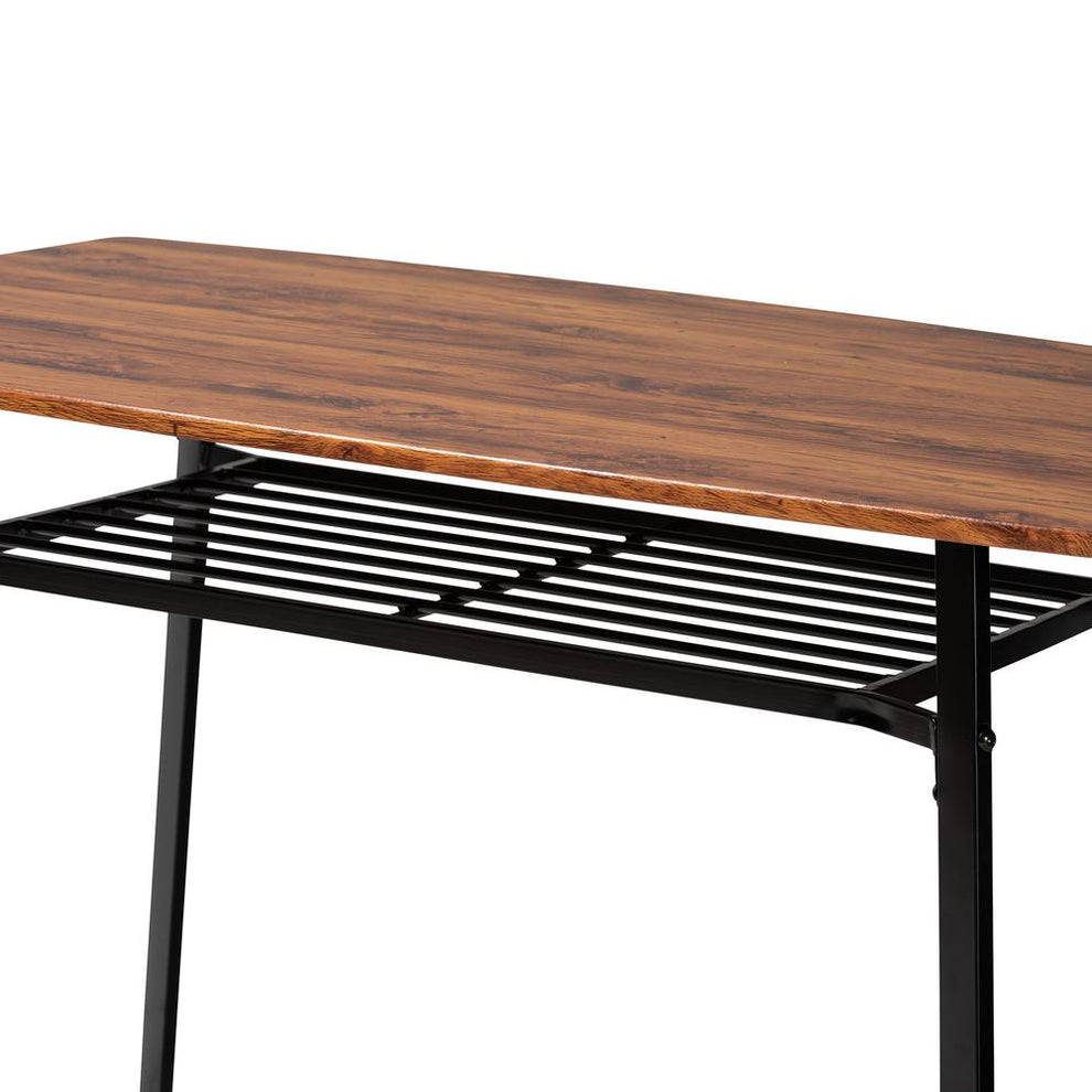 Baxton Studio Elida Modern and Contemporary Walnut Brown Finished Wood and Black Metal 5-Piece Dining Set | Dining Sets | Modishstore - 4