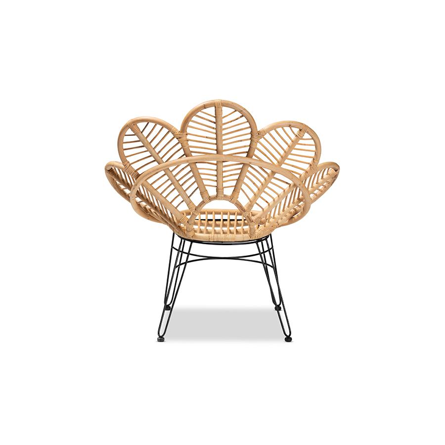 Baxton Studio Garan Modern Bohemian Natural Brown Rattan and Black Metal Accent Chair | Accent Chairs | Modishstore - 4