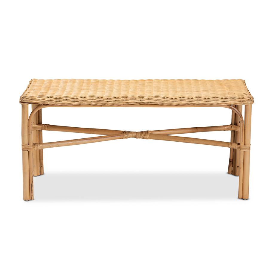 Baxton Studio Cacaban Modern Bohemian Natural Brown Rattan Accent Bench | Benches | Modishstore - 2