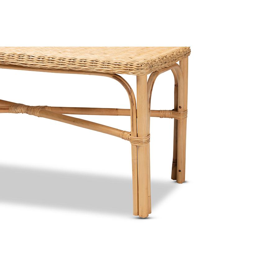 Baxton Studio Cacaban Modern Bohemian Natural Brown Rattan Accent Bench | Benches | Modishstore - 4