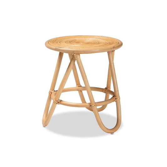 Baxton Studio Rinjani Modern Bohemian Natural Brown Rattan End Table | End Tables | Modishstore