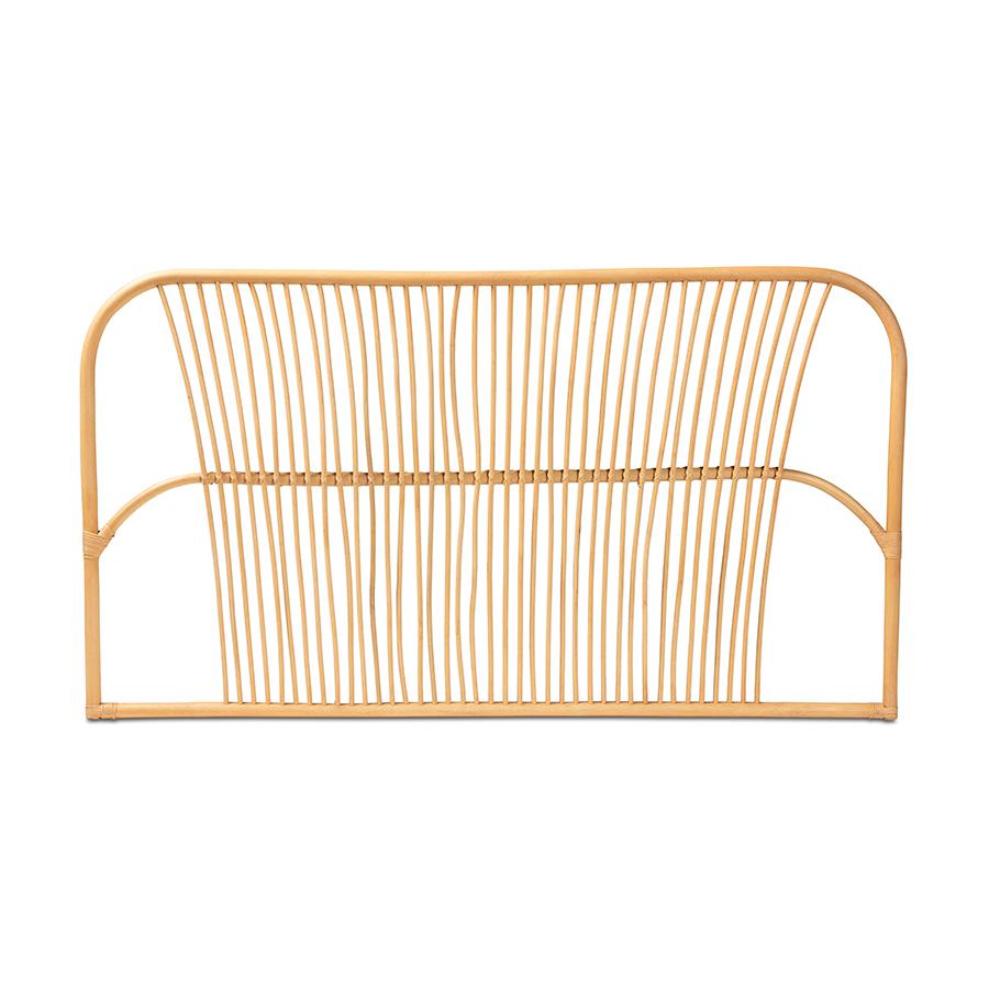 Baxton Studio Laina Modern Bohemian Natural Brown Rattan Queen Size Wall-mount Headboard | Headboards | Modishstore - 2