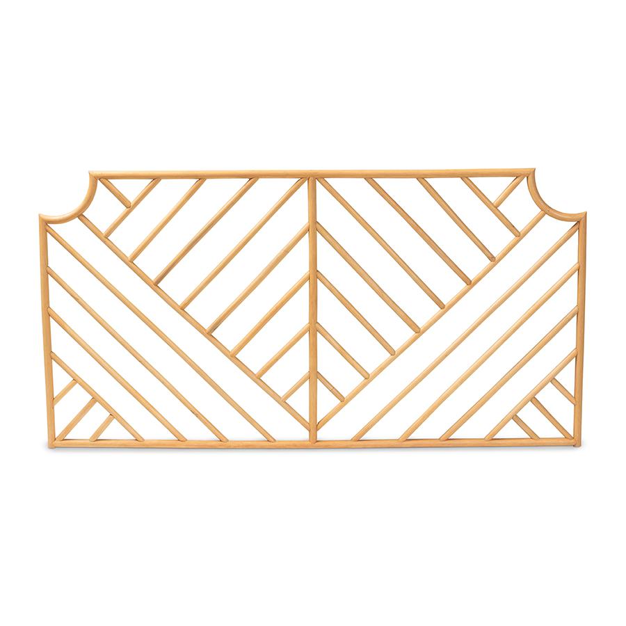 Baxton Studio Giza Modern Bohemian Natural Brown Rattan Queen Size Wall-mount Headboard | Headboards | Modishstore - 2