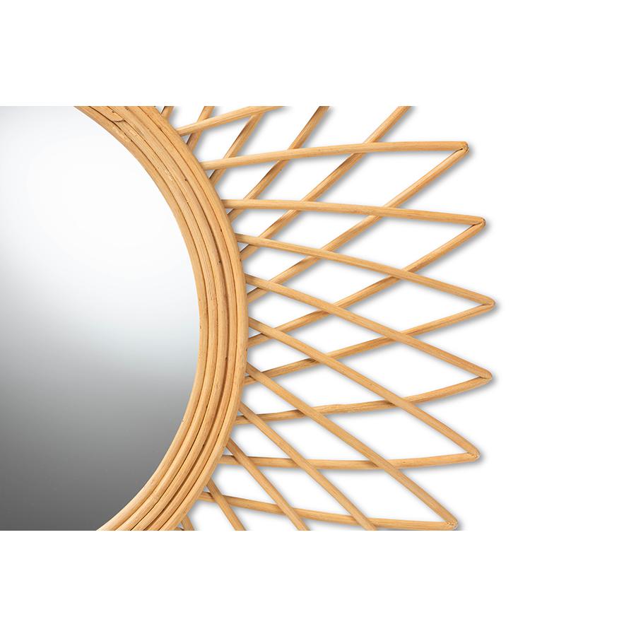 Baxton Studio Vera Modern Bohemian Natural Brown Rattan Accent Wall Mirror | Mirrors | Modishstore - 2