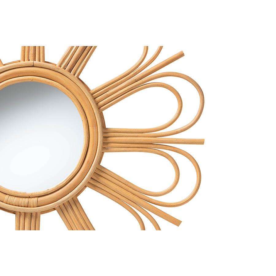 Baxton Studio Sakura Modern Bohemian Natural Brown Rattan Accent Wall Mirror | Mirrors | Modishstore - 2