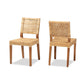 Baxton Studio Lesia Modern Bohemian Natural Brown Rattan and Walnut Brown Finished Wood 2-Piece Dining Chair Set | Dining Chairs | Modishstore
